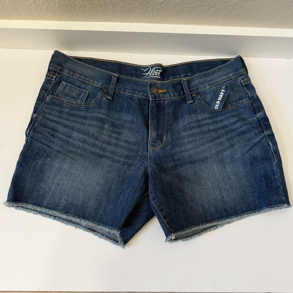 Old Navy The Flirt Blue Jean Shorts Size 10 Classic Cut Off and Frayed Hem